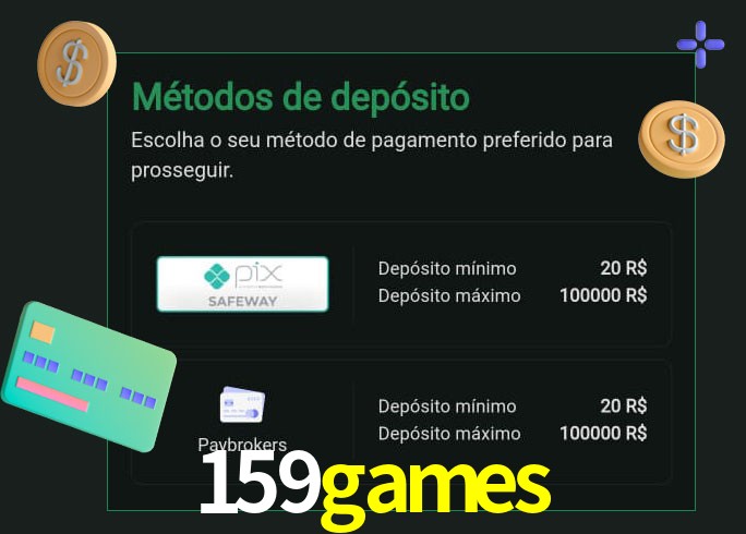 O cassino 159games oferece uma grande variedade de métodos de pagamento
